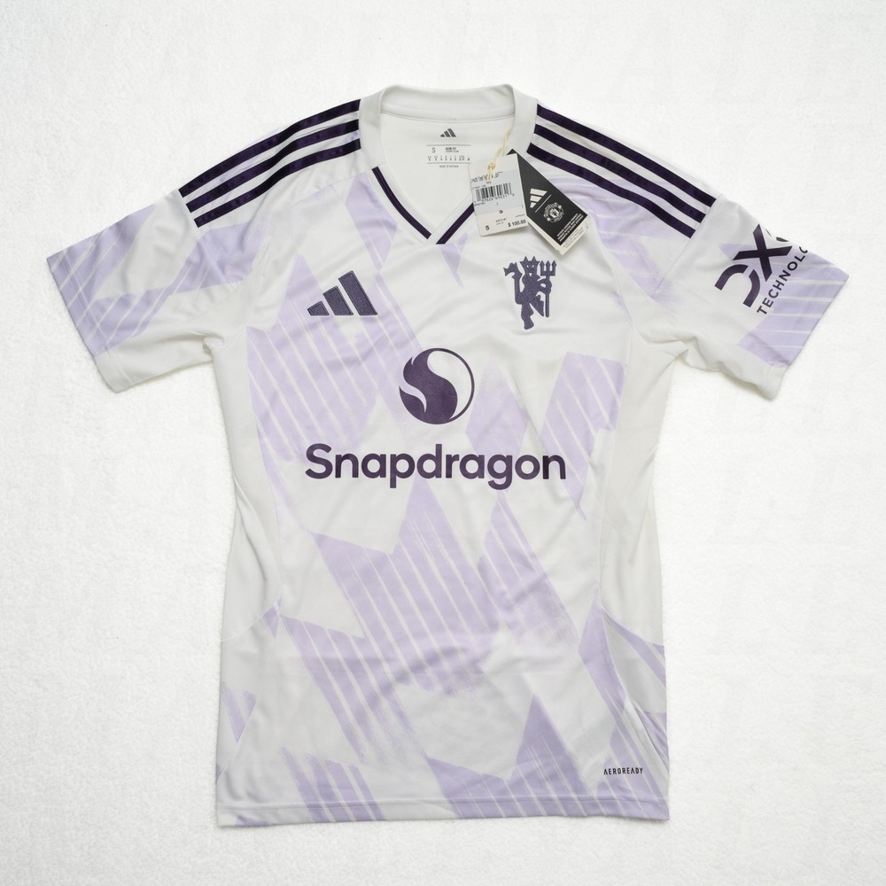 Manchester United 25/26 Licensed Adidas Men's S Away Jersey White Purple JI7423